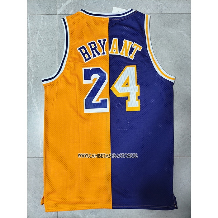 Kobe Bryant NO 24 Camiseta Los Angeles Lakers Mitchell & Ness Split 1996-97 Amarillo Violeta